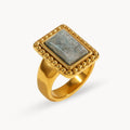 Rectangular Natural Stone Ring - Zafinne Jewelry