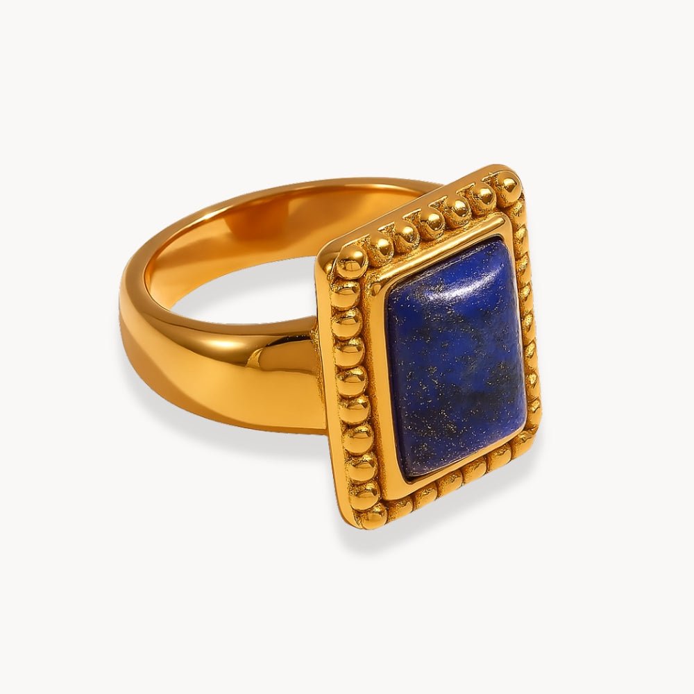 Rectangular Natural Stone Ring - Zafinne Jewelry