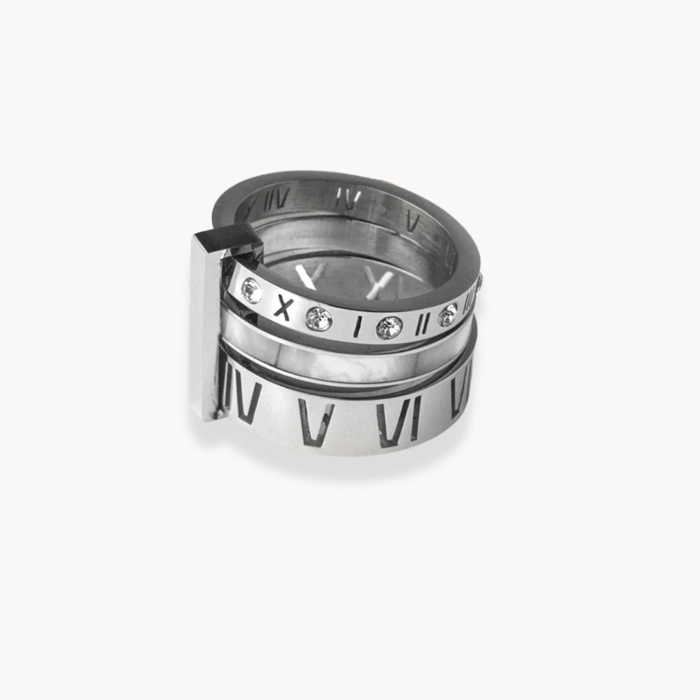 Ring Triple Stack Roman Numerals - Zafinne Jewelry