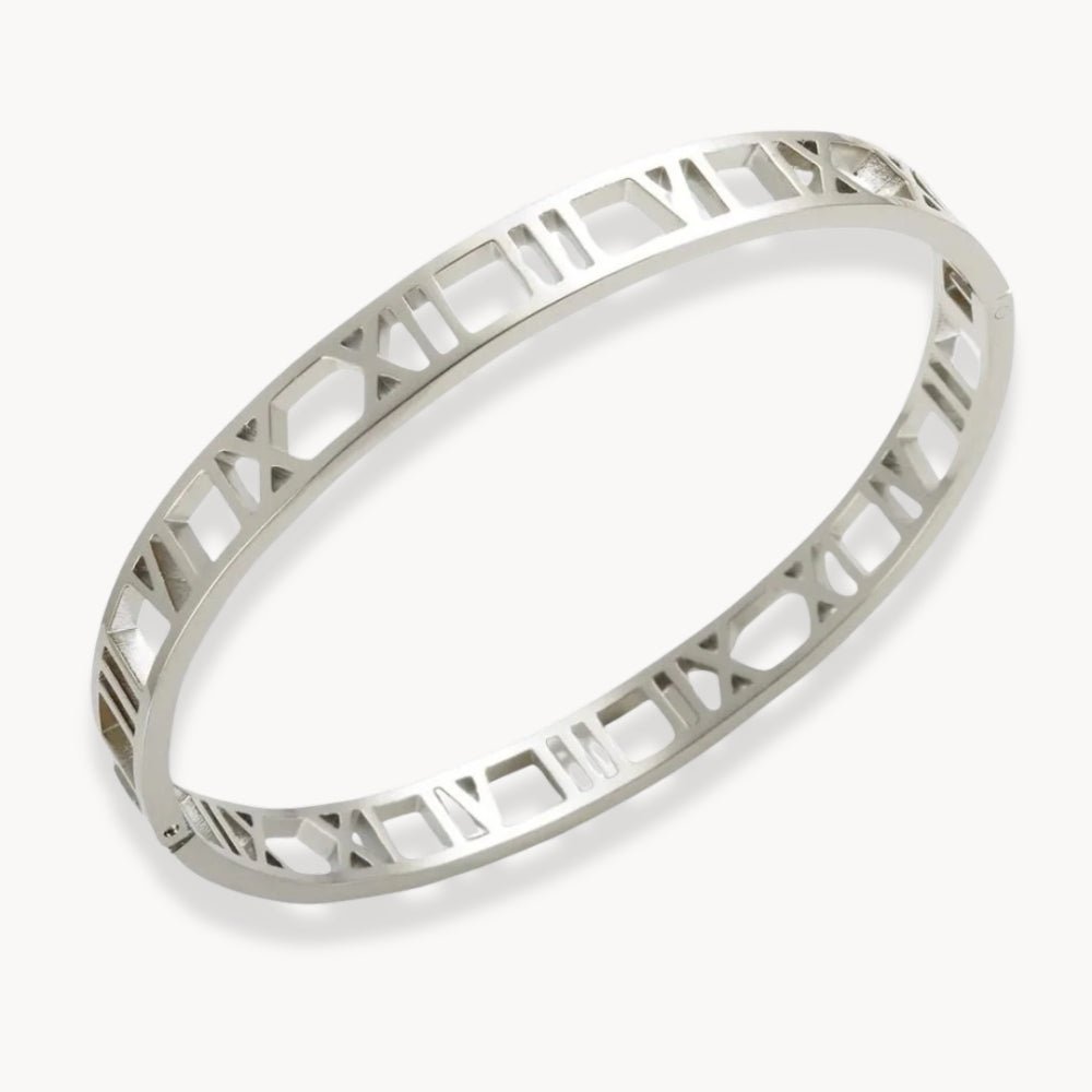 Roman Numeral Bangle Bracelet - Zafinne Jewelry