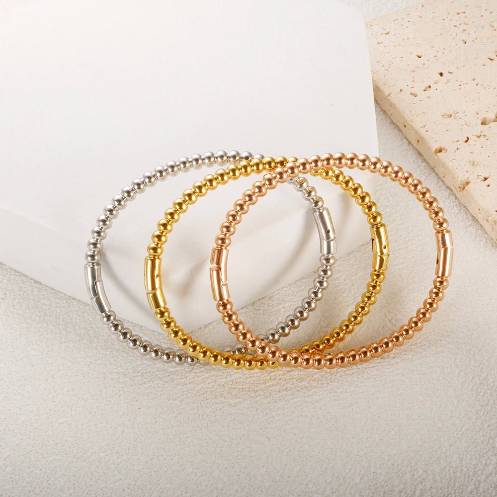 Round Beaded Bangle Bracelet - Zafinne Jewelry