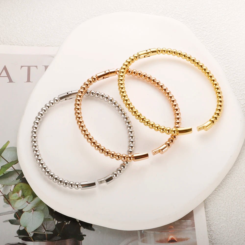 Round Beaded Bangle Bracelet - Zafinne Jewelry