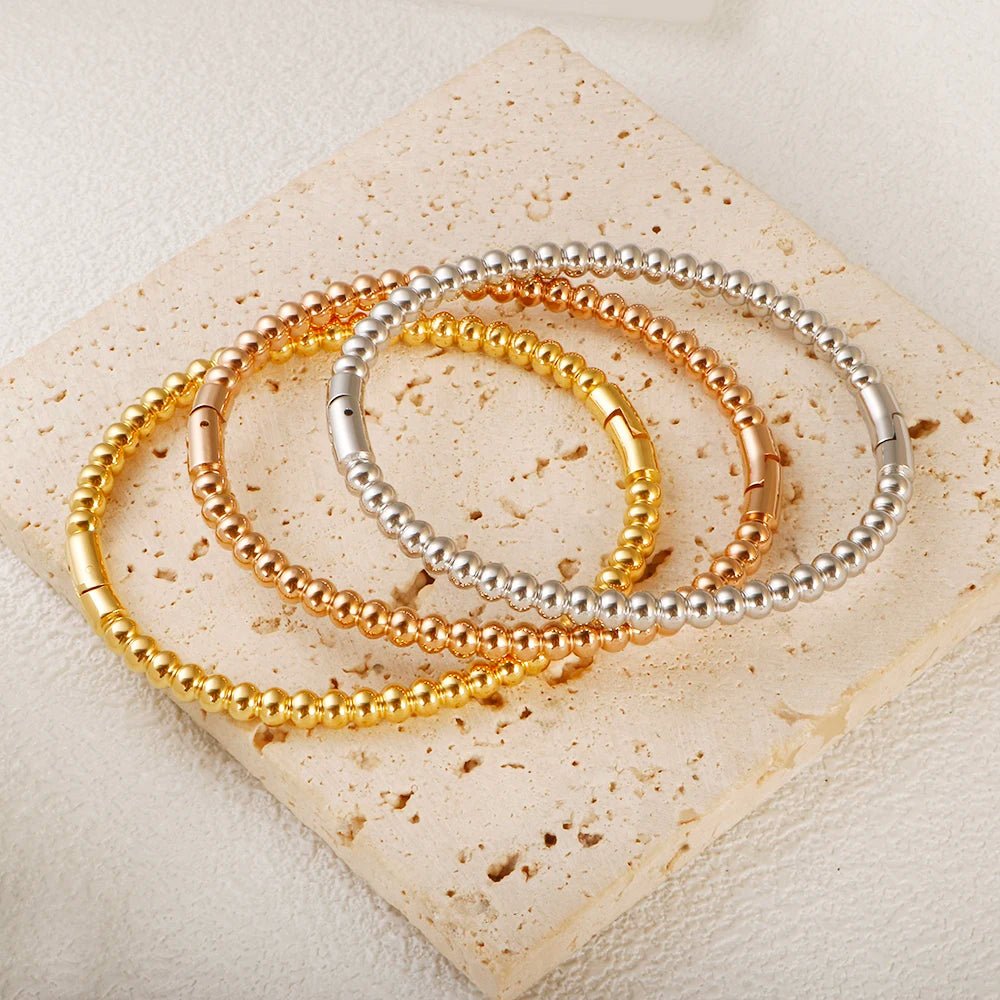 Round Beaded Bangle Bracelet - Zafinne Jewelry