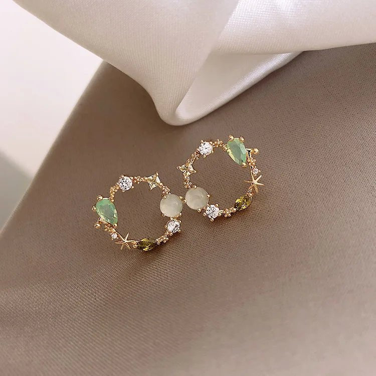 Round Crystal Earrings - Zafinne Jewelry