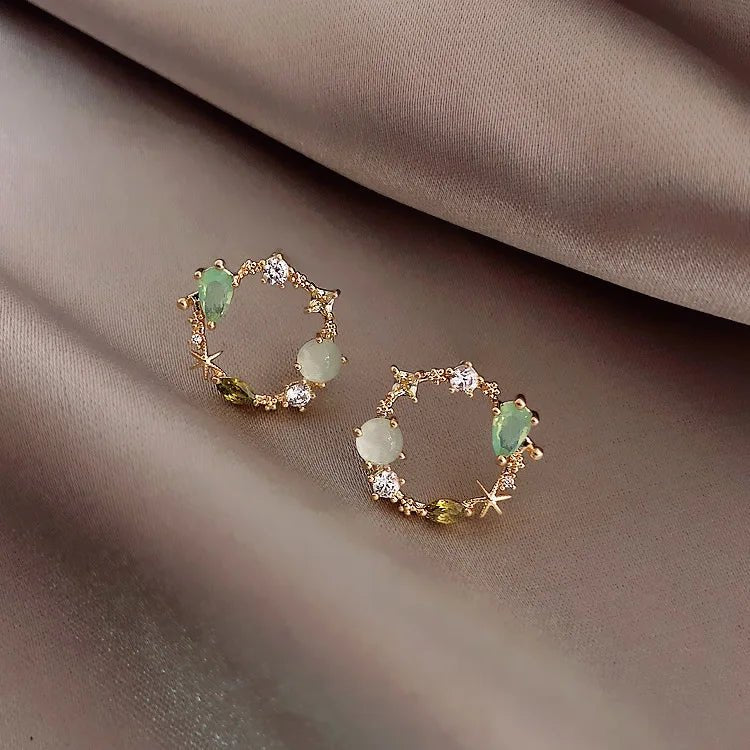 Round Crystal Earrings - Zafinne Jewelry