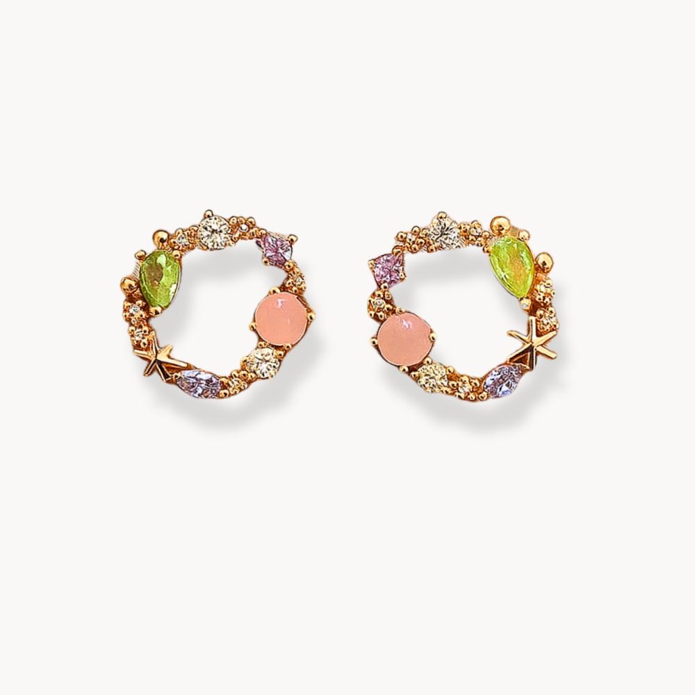 Round Crystal Earrings - Zafinne Jewelry