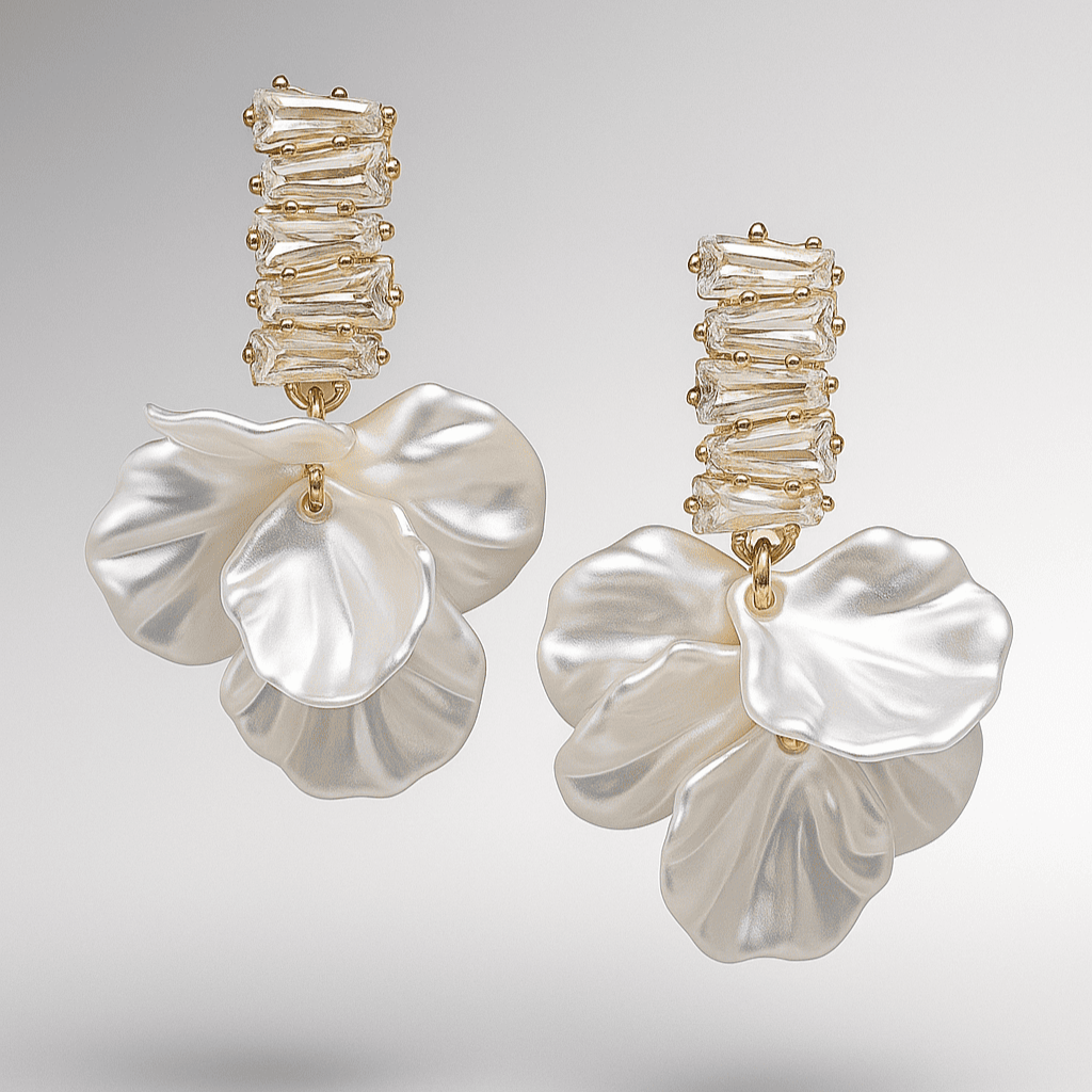 Shell White Flower Petal Earrings - Zafinne Jewelry