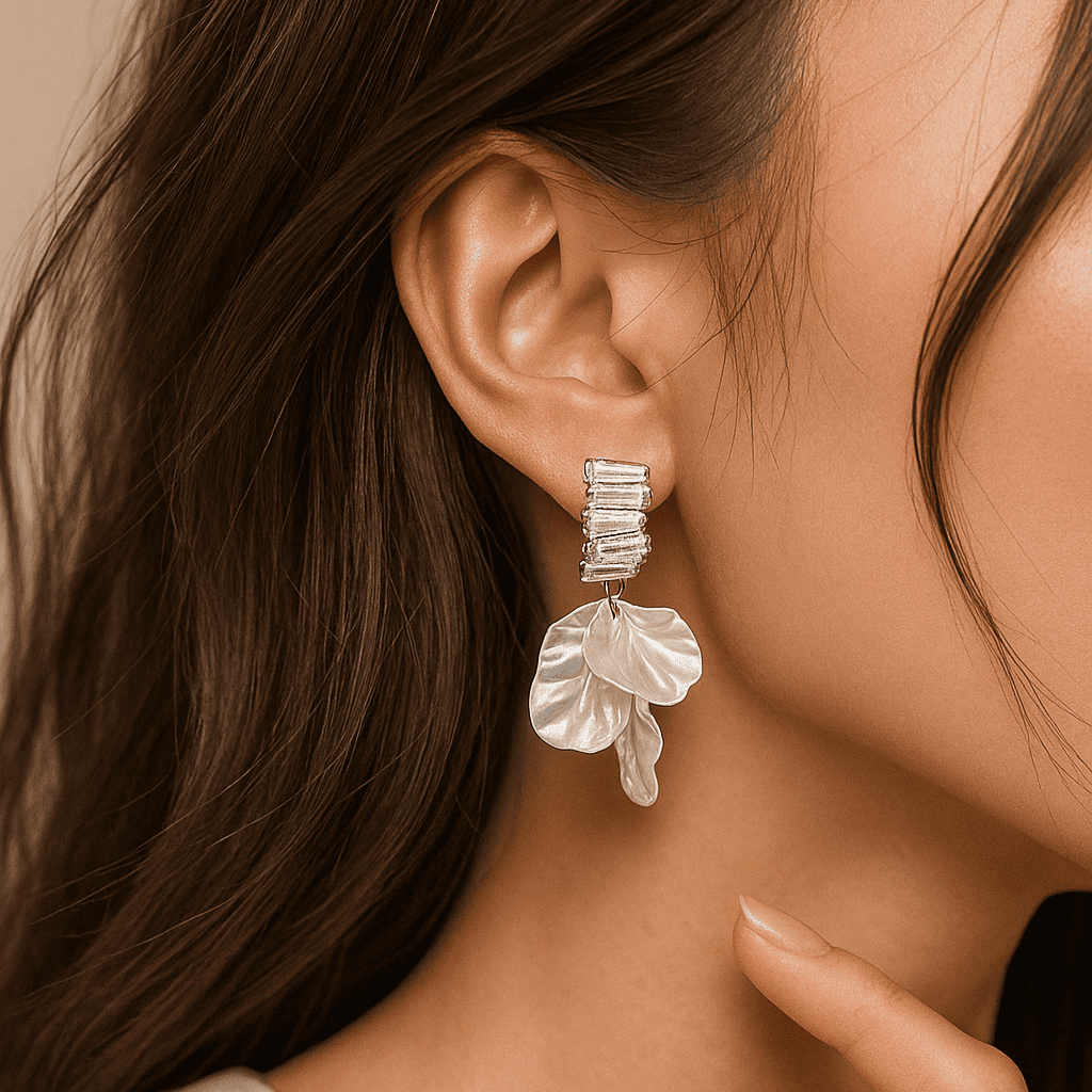 Shell White Flower Petal Earrings - Zafinne Jewelry