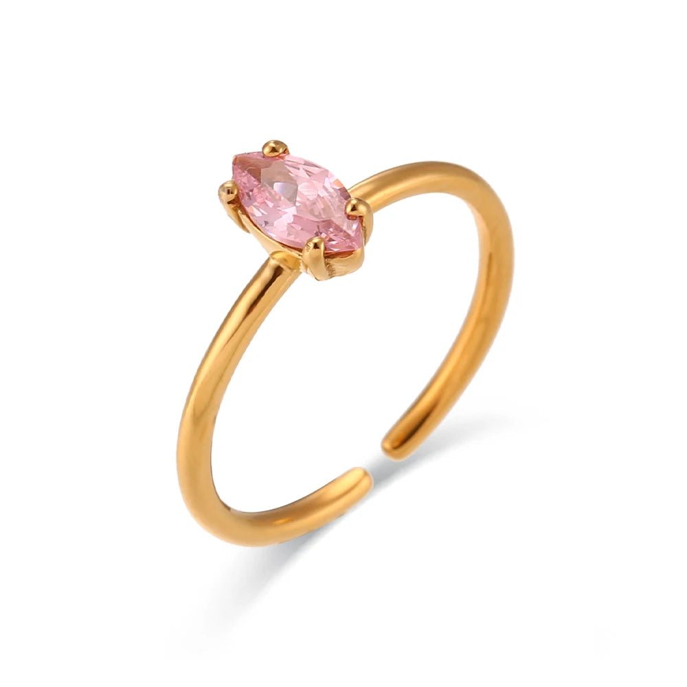 Shiny Oval Zircon Ring - Zafinne Jewelry