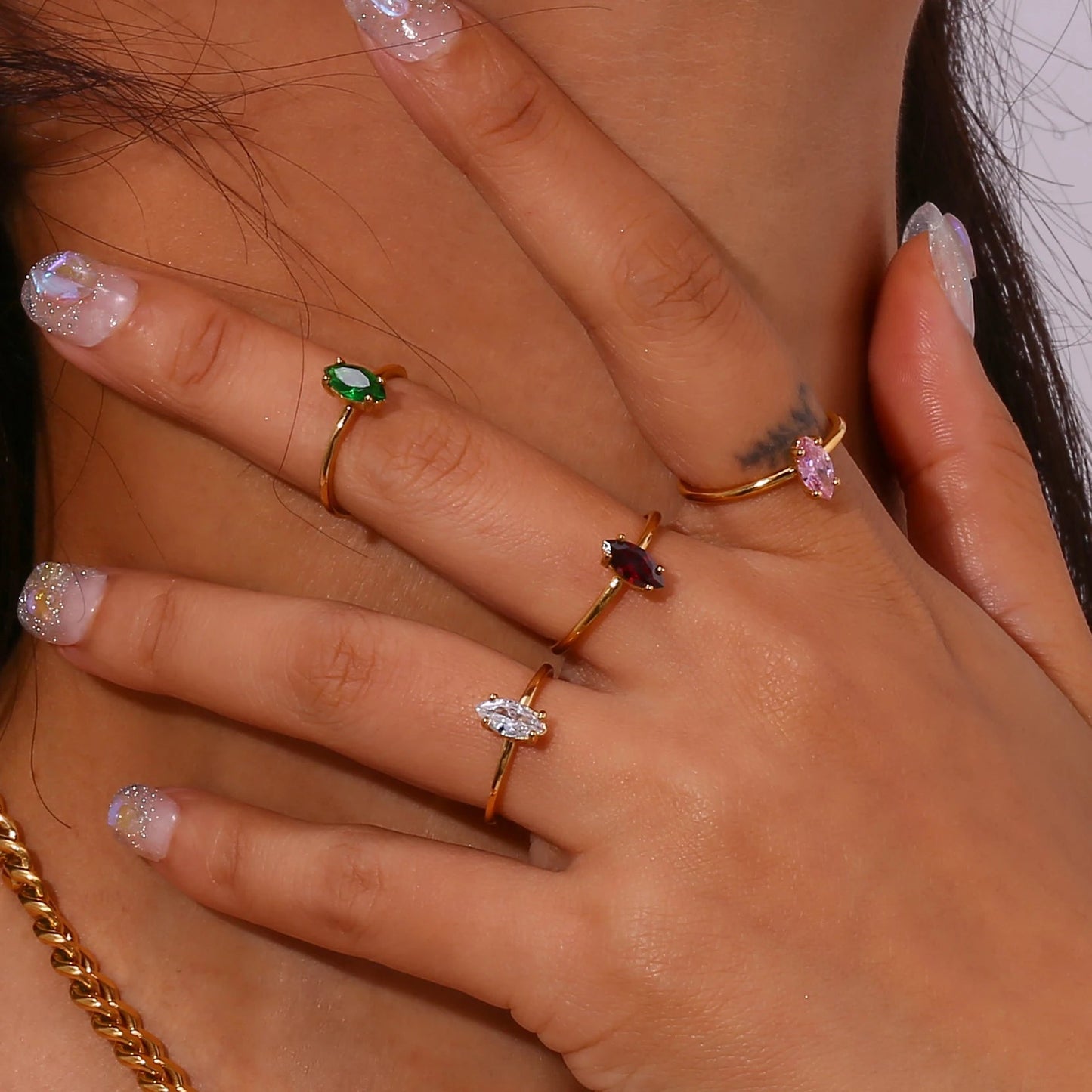 Shiny Oval Zircon Ring - Zafinne Jewelry