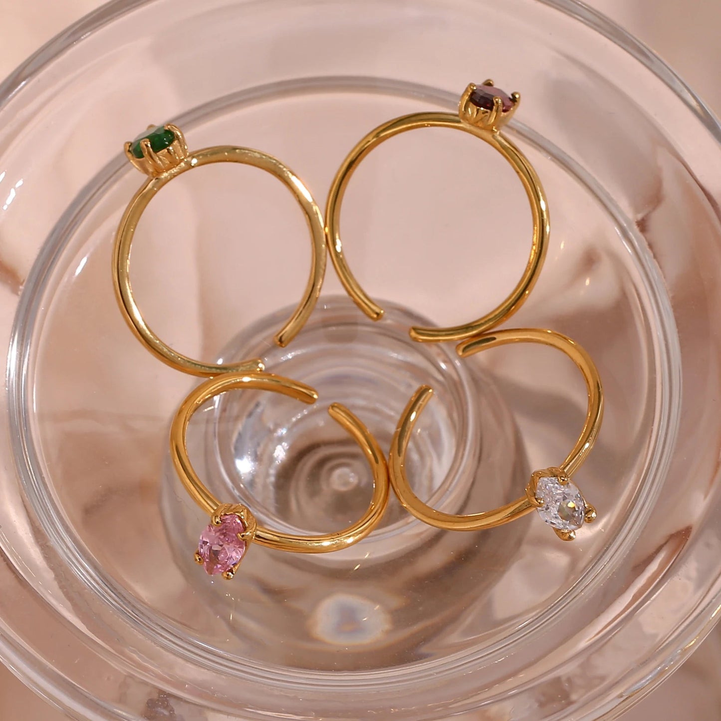 Shiny Oval Zircon Ring - Zafinne Jewelry