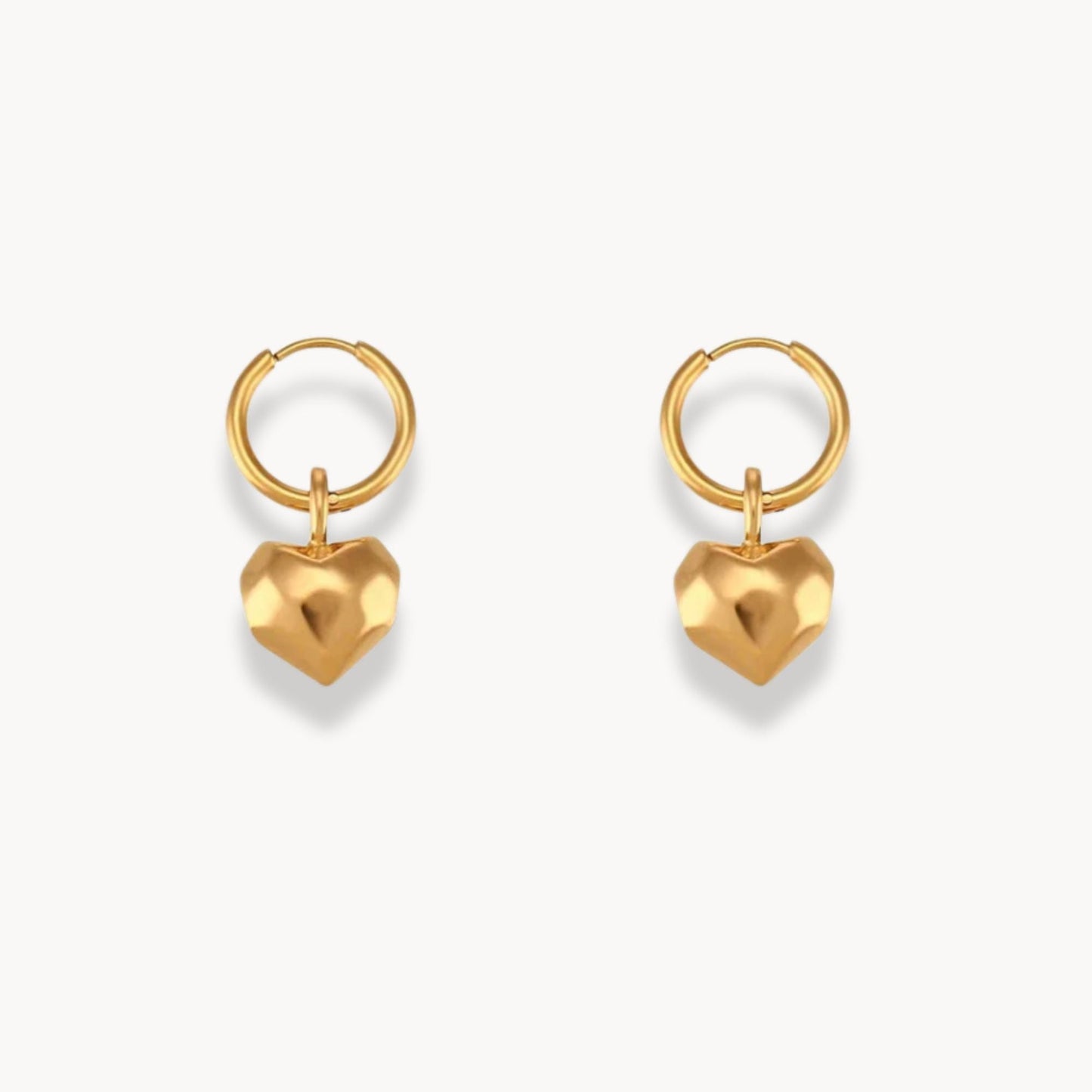 Solid Cutted Heart Hoop Earrings - Zafinne Jewelry
