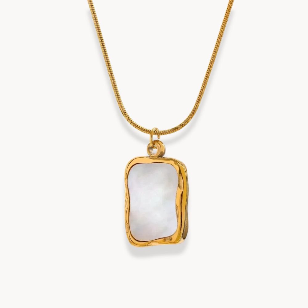Square Shell Pendant Necklace - Zafinne Jewelry