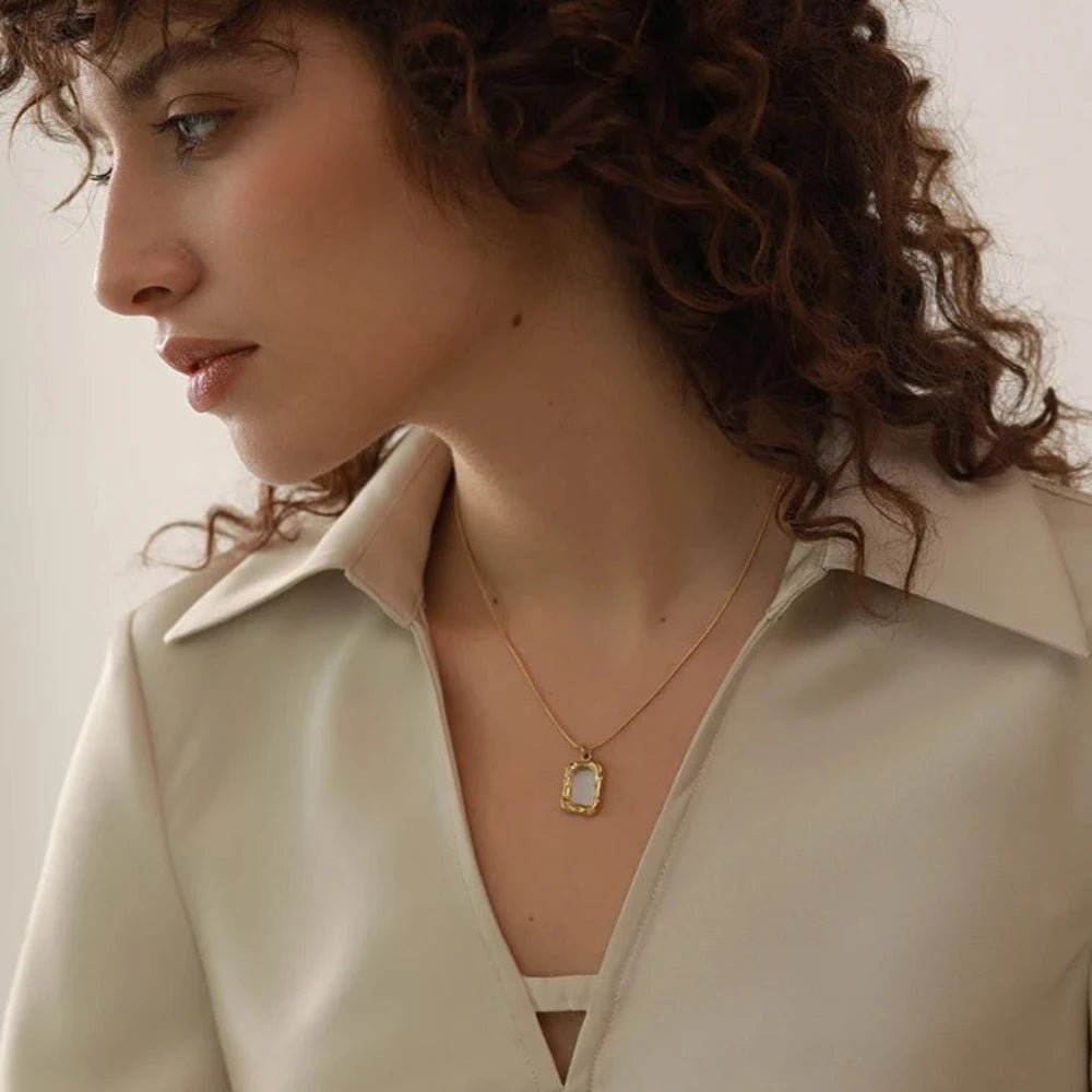 Square Shell Pendant Necklace - Zafinne Jewelry