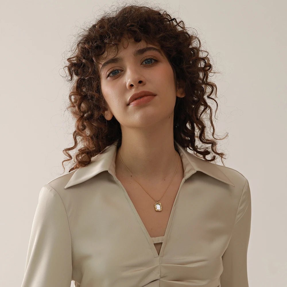 Square Shell Pendant Necklace - Zafinne Jewelry