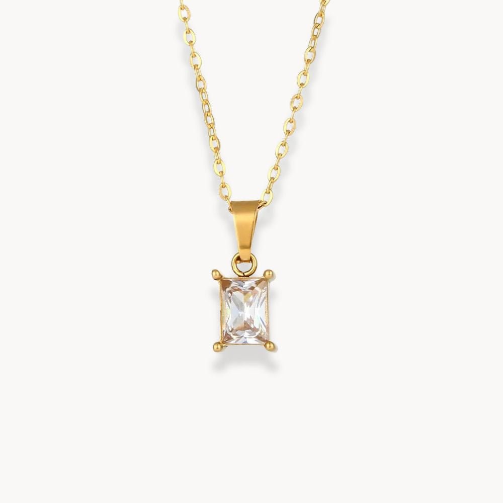 Square Stone Pendant Necklace - Zafinne Jewelry