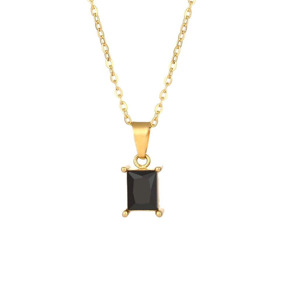Square Stone Pendant Necklace - Zafinne Jewelry