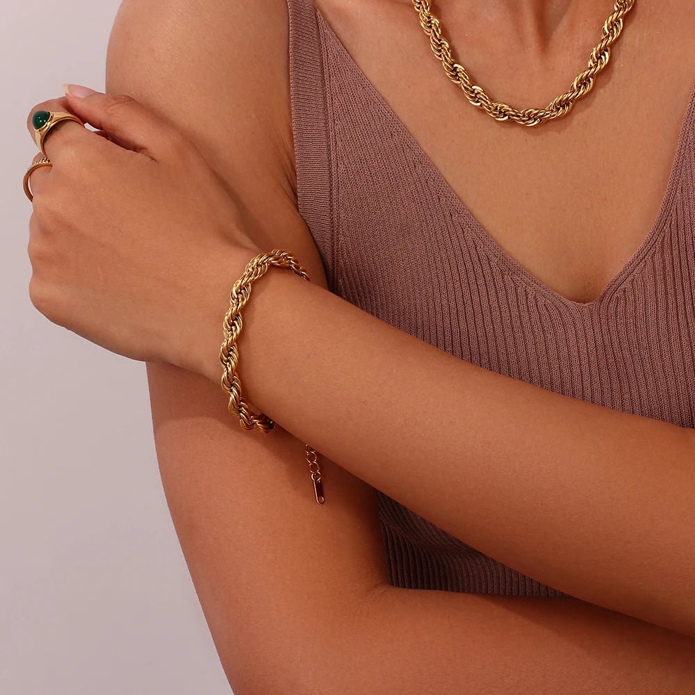 Twisted Rope Chain Bracelet - Zafinne Jewelry