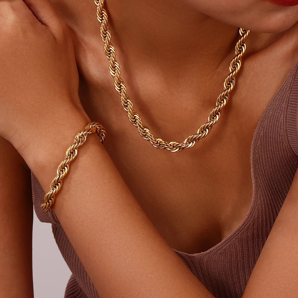 Twisted Rope Chain Necklace - Zafinne Jewelry