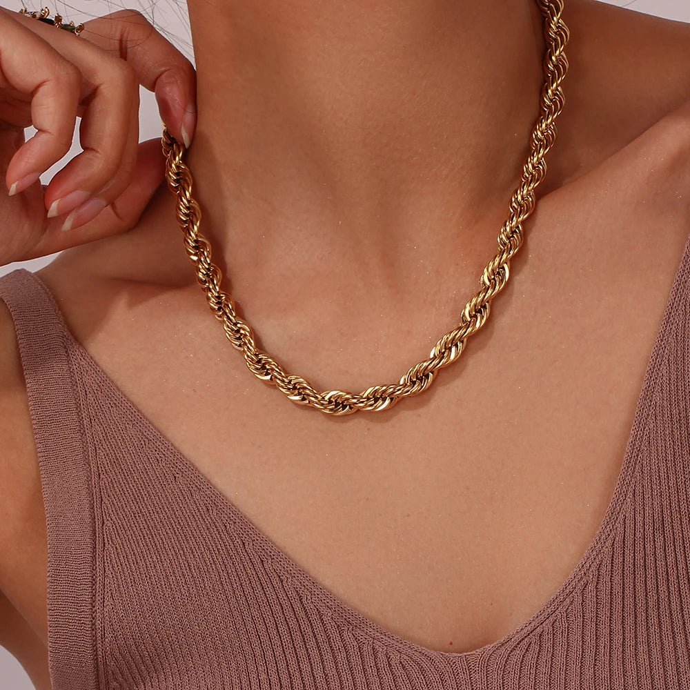 Twisted Rope Chain Necklace - Zafinne Jewelry