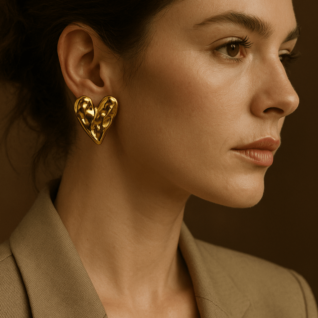 Uneven Heart Earrings - Zafinne Jewelry