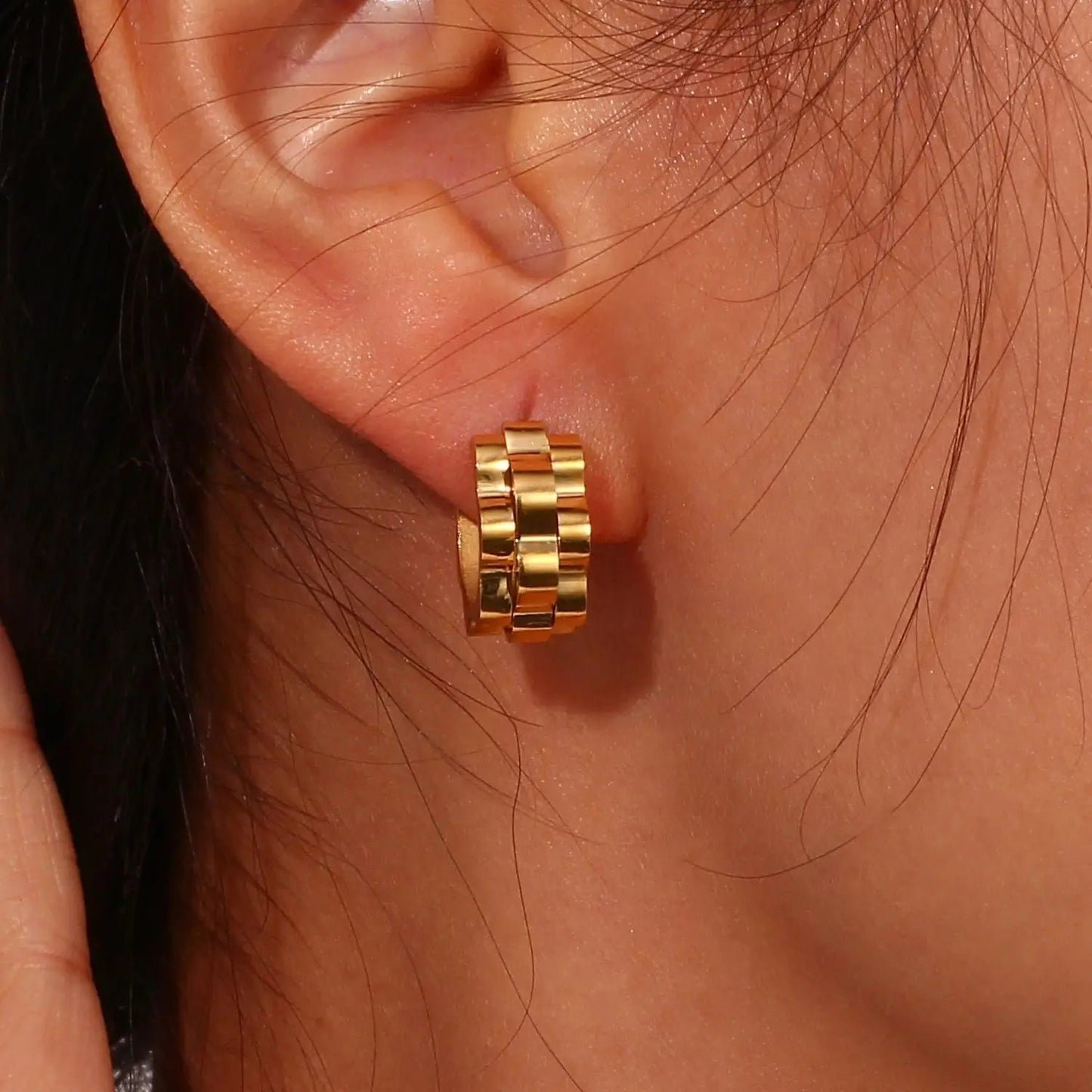 Watchband Hoop Earrings - Zafinne Jewelry