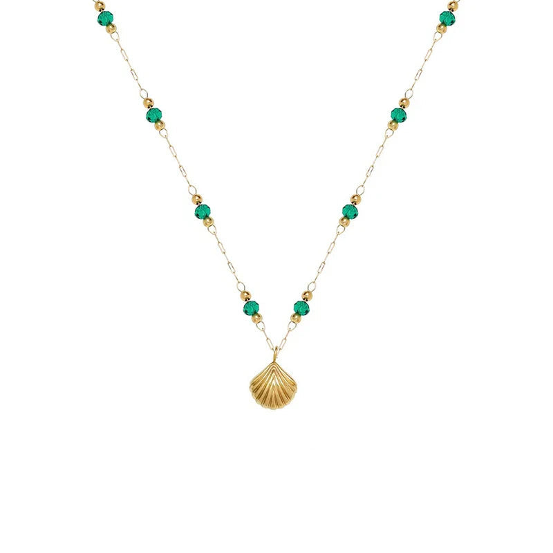 Green Bead Shell Necklace