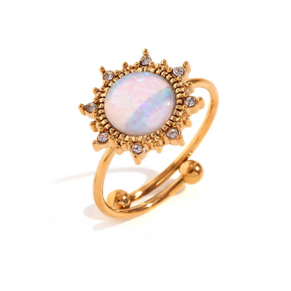 Weiße Ringe aus natürlichem Opalstein