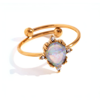 Weiße Ringe aus natürlichem Opalstein