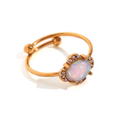 Weiße Ringe aus natürlichem Opalstein
