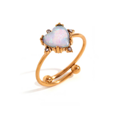 Weiße Ringe aus natürlichem Opalstein