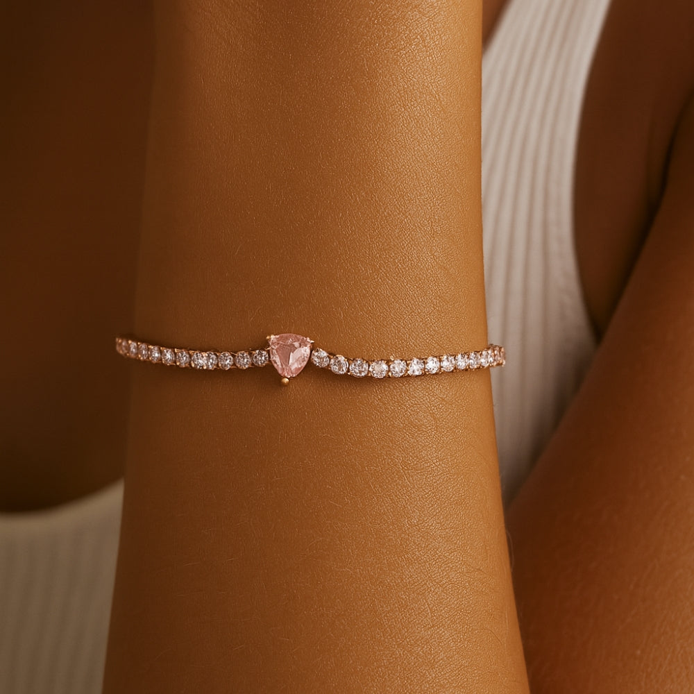 Aveline Pink Crystal Tennis Bracelet