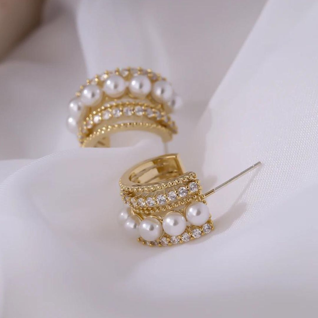 Pearls Half Hoop Earrings