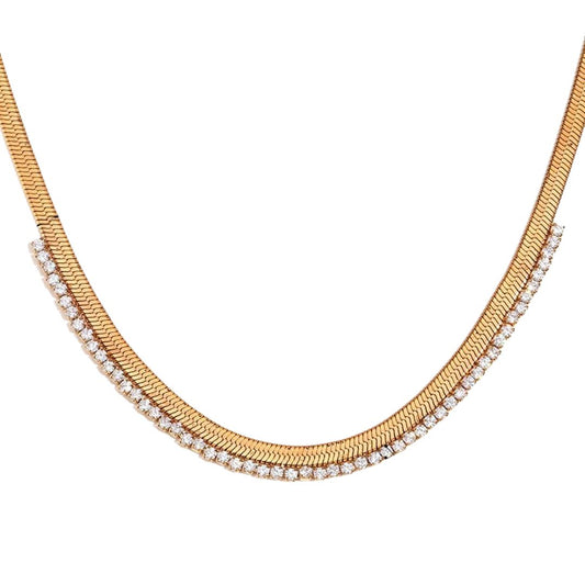 Cubic Zirconia Herringbone Necklace