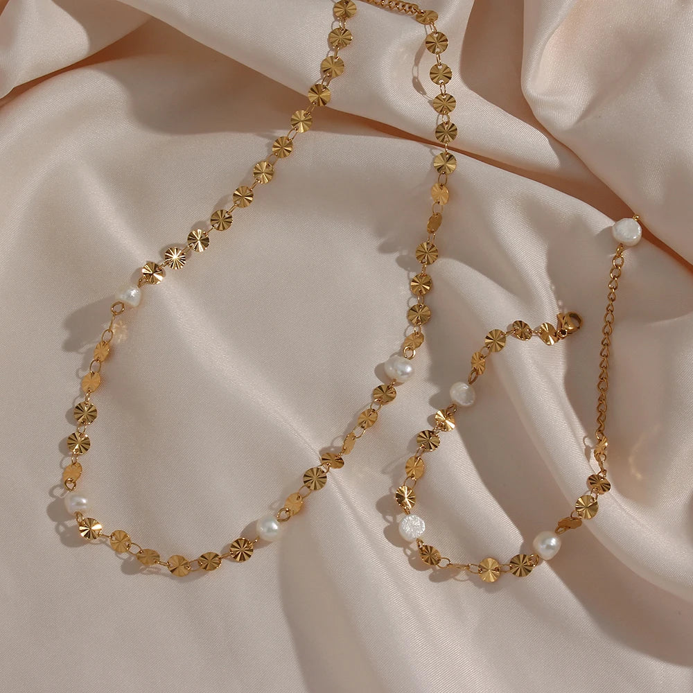 Freshwater Pearl Flower Sequins Necklace