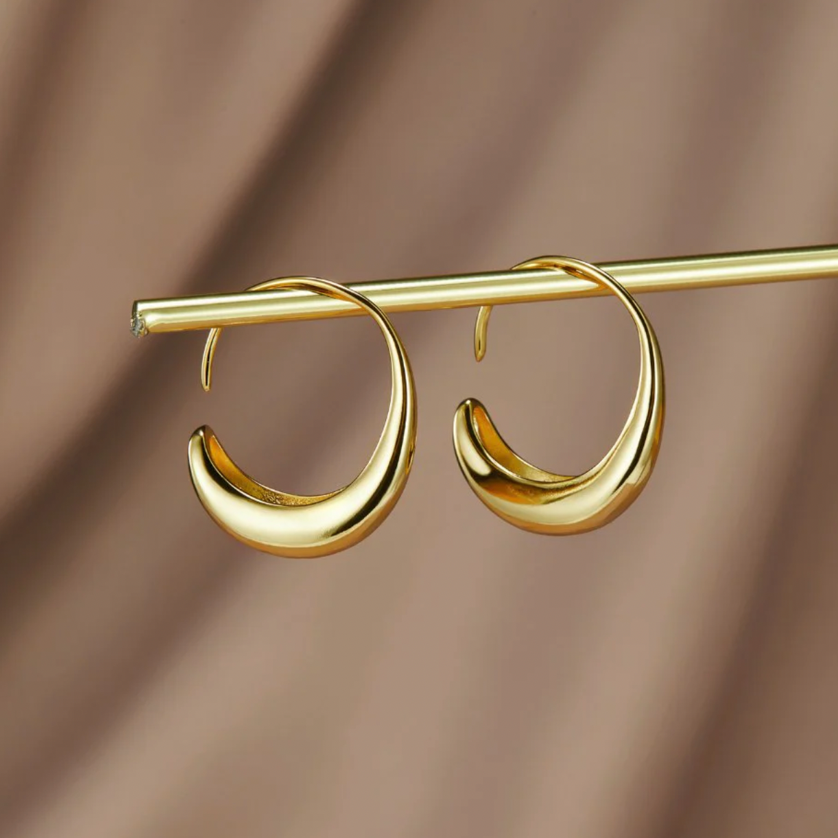 Gold Earrings Drop Hoop