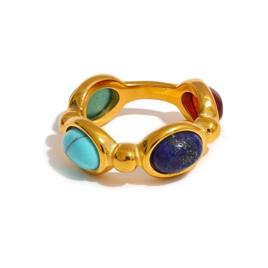 Colorful Natural Stone Agate Ring