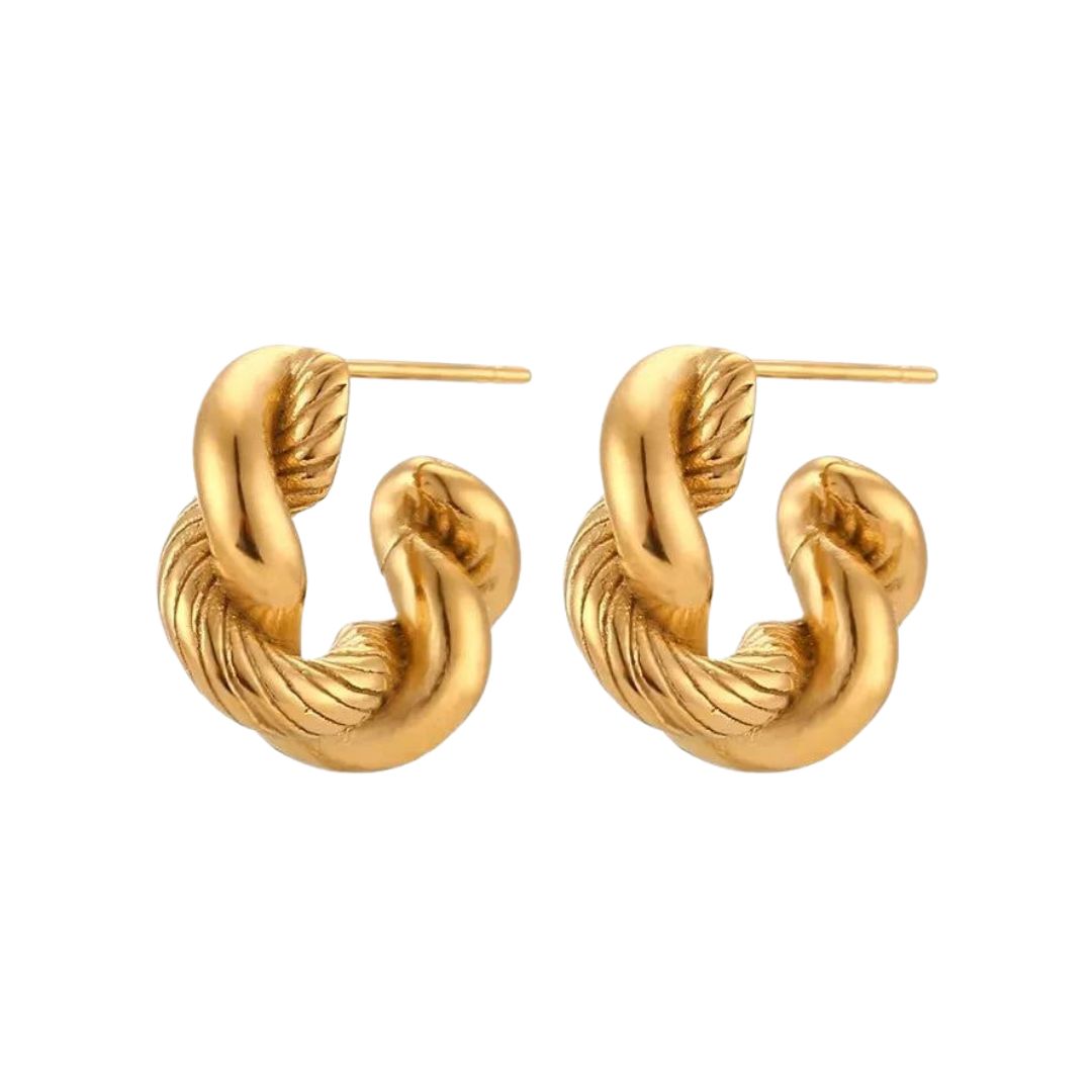 Twisted Hoop Earrings Gold