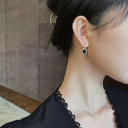 Boucles d'oreilles pendantes en cristal vert