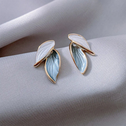 Blue Leaf Earrings