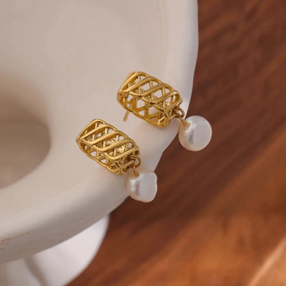 Boucles d'oreilles géométriques en perles d'eau douce