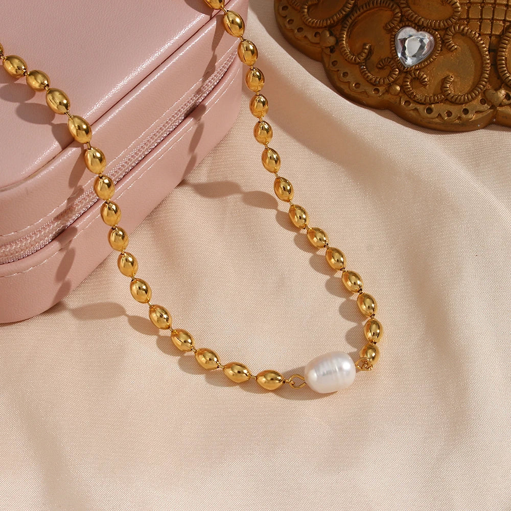 Oval Beads Freshwater Pearl Necklace