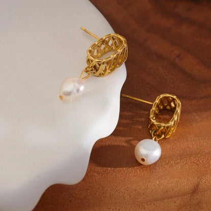 Boucles d'oreilles géométriques en perles d'eau douce