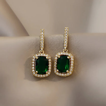 Boucles d'oreilles pendantes en cristal vert