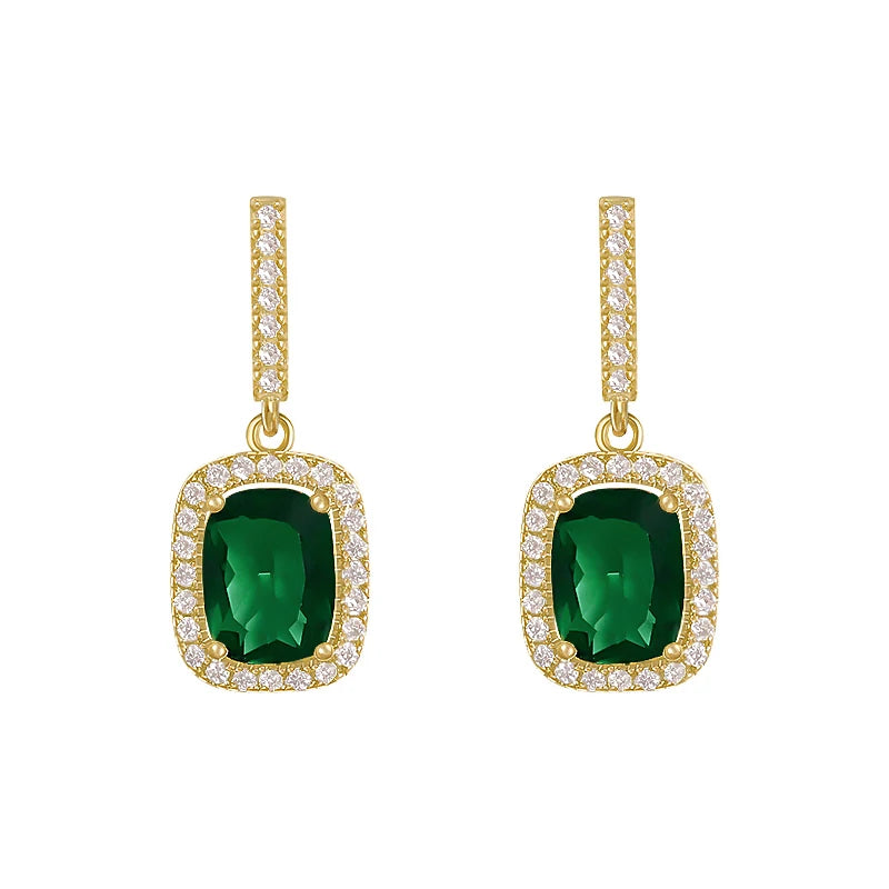 Boucles d'oreilles pendantes en cristal vert