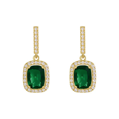 Boucles d'oreilles pendantes en cristal vert