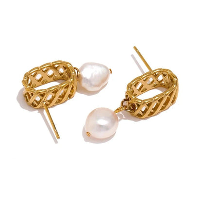 Boucles d'oreilles géométriques en perles d'eau douce