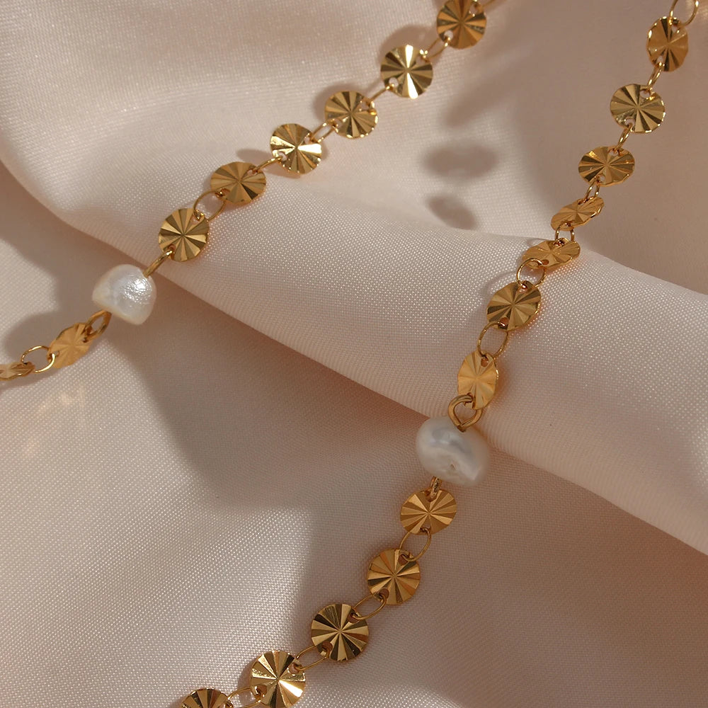 Freshwater Pearl Flower Sequins Necklace