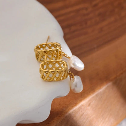 Boucles d'oreilles géométriques en perles d'eau douce