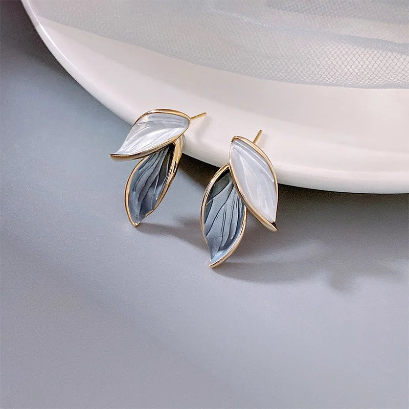 Blue Leaf Earrings